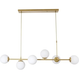 Resim Mediterian Modern beyaz camlı yemek masası takımı, 6 ampüllü, 100x18 boyutlu, şık tasarım 