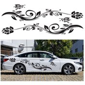 Resim 2 Adet / Takım D-251 Kelebek Aşk Çiçekleri Desen Araba Modifiye Dekoratif Etiket Beyaz 