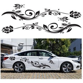 Resim 2 Adet / Takım D-251 Kelebek Aşk Çiçekleri Desen Araba Modifiye Dekoratif Etiket Beyaz 