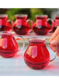 Resim 6'lı Keyfi Ala Borasilikat Cam Çay Bardağı 