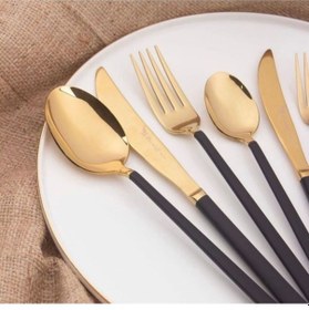 Resim Lilyum 84 Parça Siyah Gold Çatal Kaşık Bıçak Seti Gold 