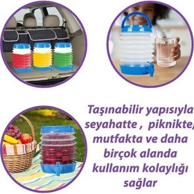 Resim Su Sebili Katlanabilir Termos Çeşmeli Körüklü 5.5 Litre Piknik Kamp Su Ayran Meşrubat Içecek Bidonu 