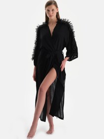 Resim Dagi Siyah Uzun Kimono 