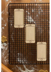 Resim Telefon Kurabiye Kalıbı, Hamur Şekillendirici, Bisküvi Kalıbı, Kolay Kesim Ucu Beyaz 