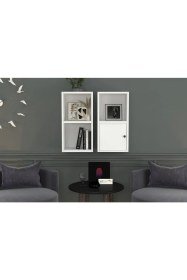Resim Nettrends Kitaplikli Kapakli Duvar Rafi Beyaz 70 cm DVR-1053-Ç 
