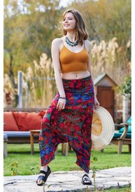 Resim Fermuarlı Modern Şalvar Pantolon Çok Renkli 