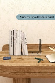 Resim moniev Masa Üstü Kitaplık Metal Kitaplık Çalışma Masası Düzenleyici Ofis Organizer Kitap Düzenleyici 