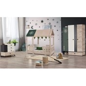 Resim Bubu Home Macamp Montessori Oda Takımı 3 Kapılı Dolap + Karyola + Şifonyer 