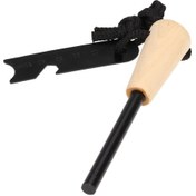 Resim Springsun Ahşap Saplı Taşınabilir Çakmak Taşı, Çok Amaçlı Açacak Ve Cetvel İle Outdoor Hayatta Kalma Aracı Siyah 