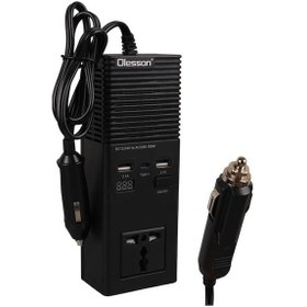 Resim Olesson 1665 Dc 12-24v 200w Oto Araç Power İnverter Ek Çakmak Girişi - Type-c - Çift Usb - 220v Üniversal Priz 