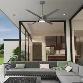 Resim HUNTER FAN Solaria Dc Motor 152 cm . Mat Gümüş - Aydınlatmalı ve Uzaktna Kumandalı Tavan Vantilatörü 