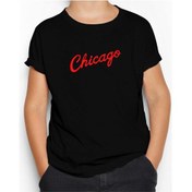 Resim Chicago Yazı Siyah Çocuk Tişört Siyah 