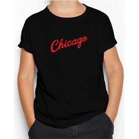 Resim Chicago Yazı Siyah Çocuk Tişört Siyah 