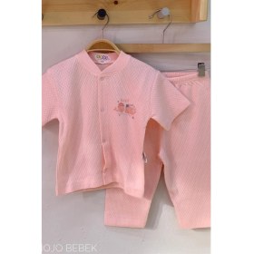 Resim Sebi Bebek Kısa Kollu Jakarlı Pijama Takımı 9122 Somon 