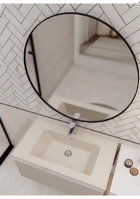 Resim Real Stone Zenıth 80 Etajerli Beyaz Granit Banyo Lavabosu 80x45 Beyaz 