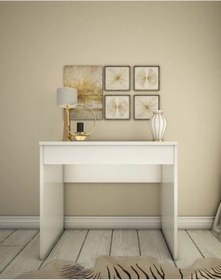 Resim Bicabin Arya Miranda Aynalı Kapaklı Organizer Çekmeceli Makyaj Masası -Beyaz 