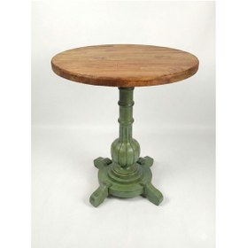 Resim Masif Art Lugano Fiskos Sehpa Tornalı Ayak Yan Sehpa Yeşil Eskitme 