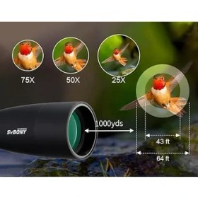 Resim Svbony SV28 75X Zoom Teleskop Monoküler Su Geçirmez Dürbün Çanta + Tripod ve Telefon Tutucu Hediyeli 