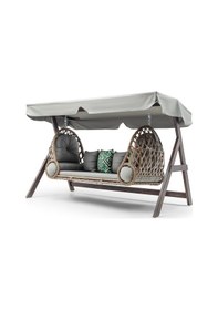 Resim Swing Saltanat Ahşap Rattan Salıncak Dış Mekan Bahçe Balkon Ve Te Ceviz 