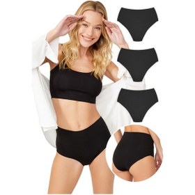 Resim Cottonhill Yüksek Bel Basic Lazer Kesim Bikini Külot 3'lü Paket - 5 Asorti 2 
