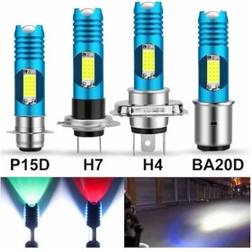 Resim Rgb H4 H7 Led P15d H6 Ba20d Led Motosiklet Far Ampul 12 V Moto Işık Hs1 Moped Scooter Motosiklet Atv Lamba Hi Lo Işın Ba20d H6 