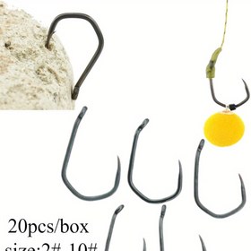 Resim 20 Adet Yüksek Karbonlu Paslanmaz Çelik Rombo Balık Kanca Gözü ile Üçgen Sazan Kanca Kutusu 