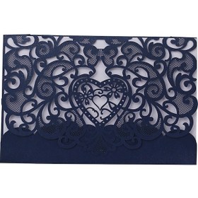 Resim 20'li Sevgi Davetiyesi Seti Kutu+iç Kart - Düğün, Doğum Günü, Toplantı Davetleri - Mavi Perla Kağıtlı D067 