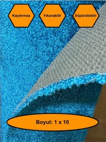 Resim Turkuaz Kalın Yolluk, Kaydırmaz Tabanlı Dayanıklı Yolluk, 1x10 Metre 