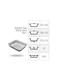 Resim Alüminyum Tepsi Orta 3250 Gr 25 Adet 