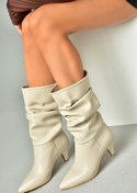 Resim Fox Shoes Ten Kısa Topuklu Büzgülü Kadın Bot L404810609 