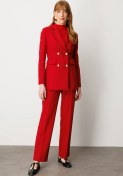 Resim Ekol Kadın Düz Kesim Boru Paça Pantolon 5027 Kırmızı Kırmızı 