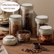 Resim CO2 Valfli Cam Kahve Fasulyesi Depolama Kapları, 1 adet - 500/1100/1700ml Çok Amaçlı Hava Geçirmez Kapatma Kapları, Kahve Fasulyeleri, Tahıllar ve Atıştırmalıklar için Yüksek Borosilikat, Kilit Kapatma, Yeniden Kullanılabilir, Kolay Temiz 