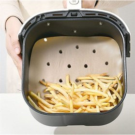 Resim Go İthalat 50 Adet Air Fryer Pişirme Kağıdı Tek Kullanımlık Hava Fritöz Yapışmaz Yağlı Kağıt Delikli Model (53 