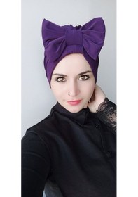 Resim Kadın Tesettür Bone Fiyonklu Mor Mor 