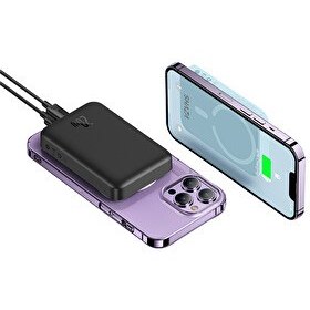Resim Shaza 20 W 5000 mAH Megsafe Hızlı Şarj Siyah Powerbank 