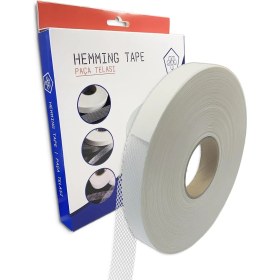 Resim Storemax Modern Teknik Tekstil Paça Telası - Çift Taraflı Yapışkan Tela - Şerit Tela - Amerikan Tela - Dikiş Nakış Telası (Beyaz, 1.5 cm x 100 M) 