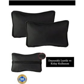 Resim Volvo V50 Uyumlu Oto Koltuk ,araba Boyun Yastığı Taba Renk 2 Adet Siyah 