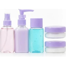 Resim Hobilinka 5 Parça Seyahat Banyo Seti 30 ml Şeffaf Taşınabilir Şişe Seti 