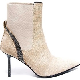 Resim Bestello Taşlı Sivri Burun Neolit Taban Topuklu Bot 281-139 Kadın Bot Bej 