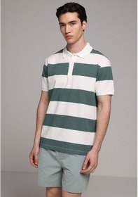 Resim Colin's Colins Regular Fit Polo Yaka Çizgili Erkek Yeşil Kısa Kol Tişört Cl1080267 Q1.v1 Grn 