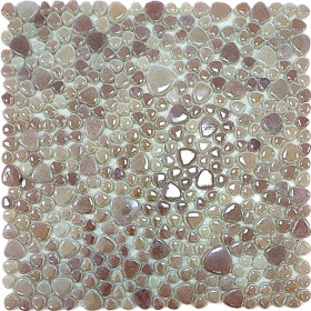 Resim Mutfak Tezgah Arası, Havuz, Banyo, Sauna, Spa, Iç ve Dış Dekorasyonda Tüm Yüzeyler Için, Beyaz Üzerine Püskürtme Bordo, Damla, 31.5X31.5CM. Fileli Cam Mozaik. (10 File Karo = 1 M2 Fiyatıdır ) 