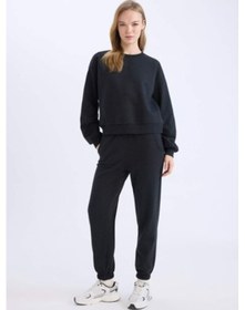 Resim Defacto Regular Fit 2li Takım Kalın Bisiklet Yaka Sweatshirt Esnek Belli Jogger Eşofman Altı D8022axnsar191 Antrasit 