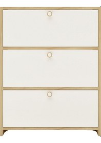 Resim Floradesign Flora 3 Kpaklı Ayakabı Dolabı Ayakkabılık - Çok Amaçlı Dolap Meşe / Beyaz Meşe - Beyaz 