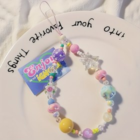 Resim 1 adet Dopamin Kız Çekiciliği Telefon Kordonu, Renkli Boncuklu Bileklik Askısı, Kayıp Önleyici Kamera Kolye, Şenlikli Noel ve Yeni Yıl Hediye Aksesuarı 