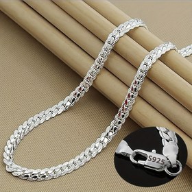 Resim Yeni DIY Takı Zinciri 925 Saf Gümüş 2 Adet Tam Yan Zincir Kolye Bileklik Erkekler ve Kadınlar Moda Takı Seti Düğün Hediyesi 