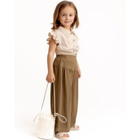 Resim Oliven The Kid Korsajlı Büzgülü Keten Kız Çocuk Pantolon Caramel Caramel Kahverengi 
