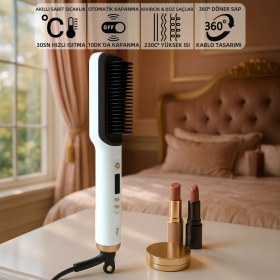 Resim Mioji Mio B1 Led Göstergeli 80°C-230°C 360° Dönebilir Sap Seramik Saç Düzleştirici Tarak - Beyaz 
