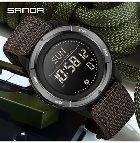 Resim Gaojunshop01 Erkek Spor Saati Multifonksiyonel Dijital Pusula Kronometre Kahverengi Nato Kordon Diğer 