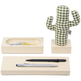 Resim Kayigo Woody Krem Üçlü Ofis Seti - Pötikareli Cactus 
