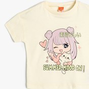 Resim Kız Bebek Anime Tişört Kısa Kollu Bisiklet Yaka 